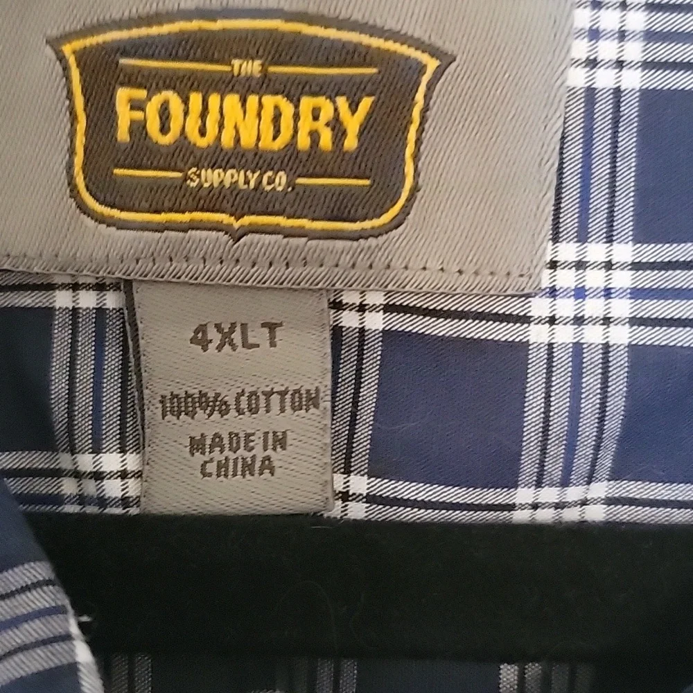 The Foundry Supply Co. Navy Plaid Button Down Shirt,NEW , SIZE 4 XLT - Picture 2 of 5